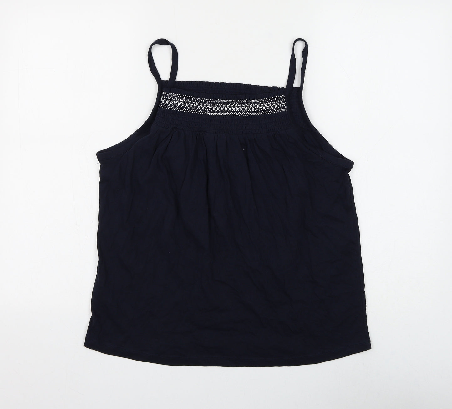 Marks and Spencer Womens Blue Cotton Camisole Tank Size 12 Square Neck