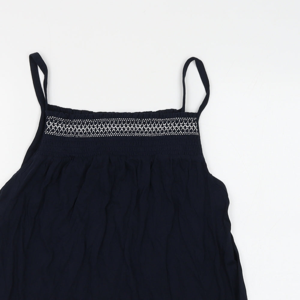 Marks and Spencer Womens Blue Cotton Camisole Tank Size 12 Square Neck