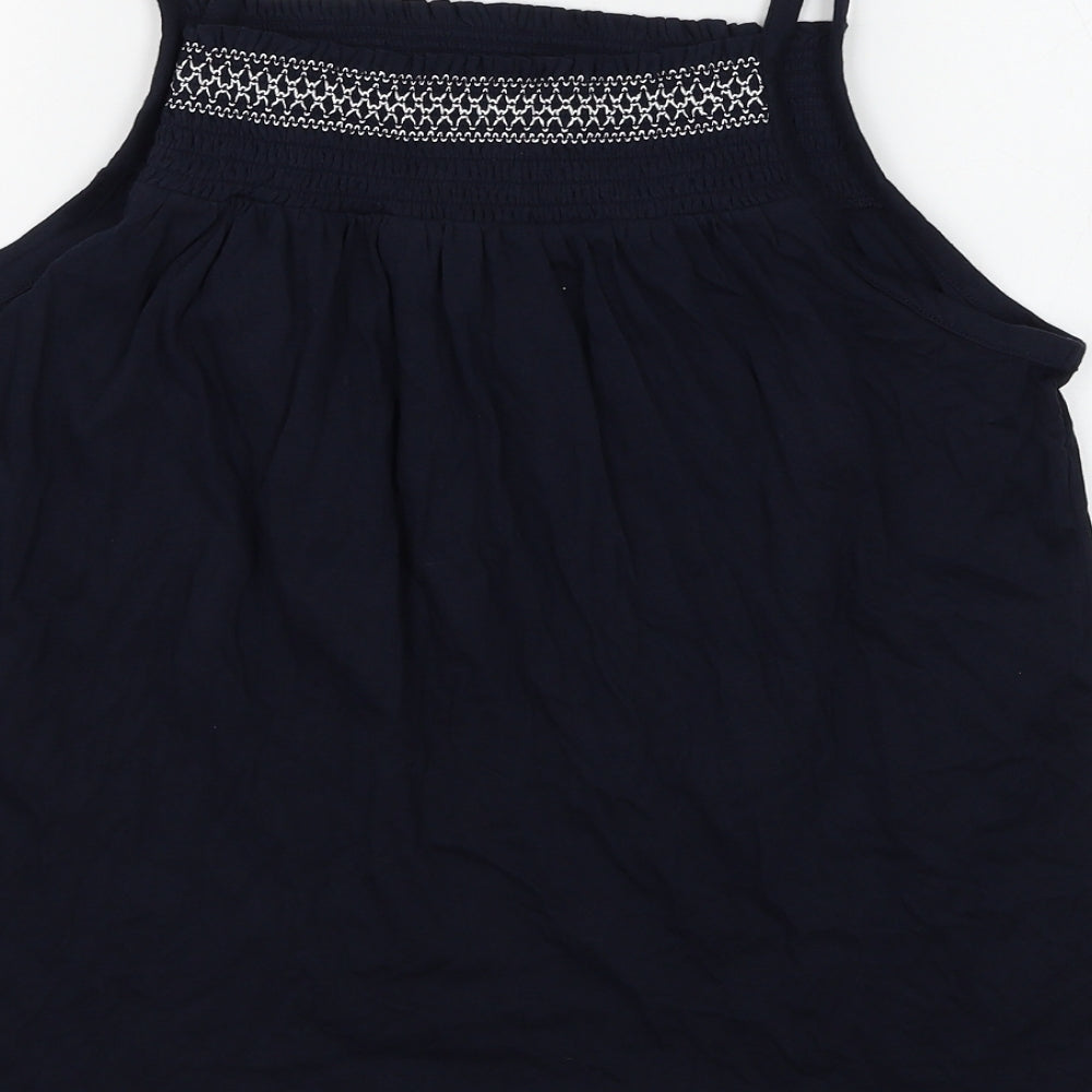 Marks and Spencer Womens Blue Cotton Camisole Tank Size 12 Square Neck