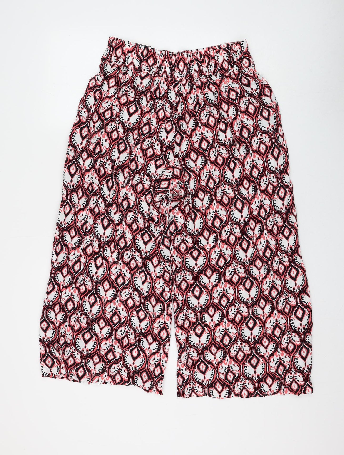 Marks and Spencer Womens Multicoloured Geometric Viscose Cropped Trousers Size 10 L22 in Regular