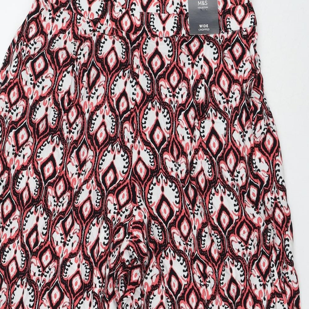 Marks and Spencer Womens Multicoloured Geometric Viscose Cropped Trousers Size 10 L22 in Regular