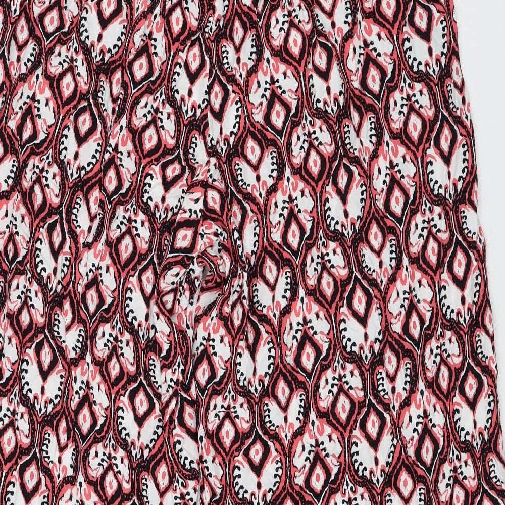 Marks and Spencer Womens Multicoloured Geometric Viscose Cropped Trousers Size 10 L22 in Regular