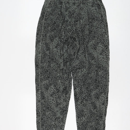 Marks and Spencer Womens Green Animal Print Viscose Jogger Trousers Size 6 L25 in Regular