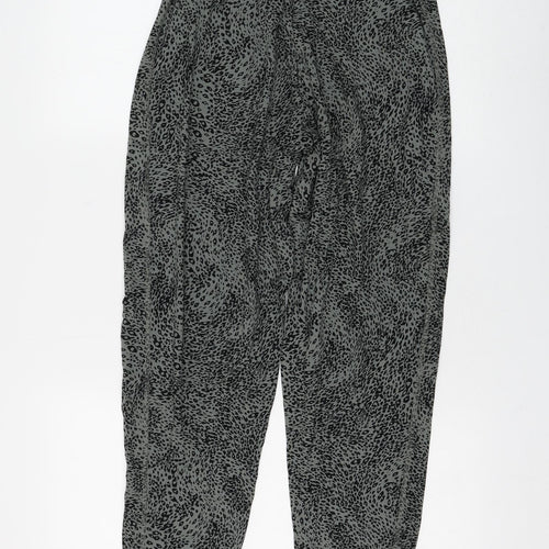 Marks and Spencer Womens Green Animal Print Viscose Jogger Trousers Size 6 L25 in Regular