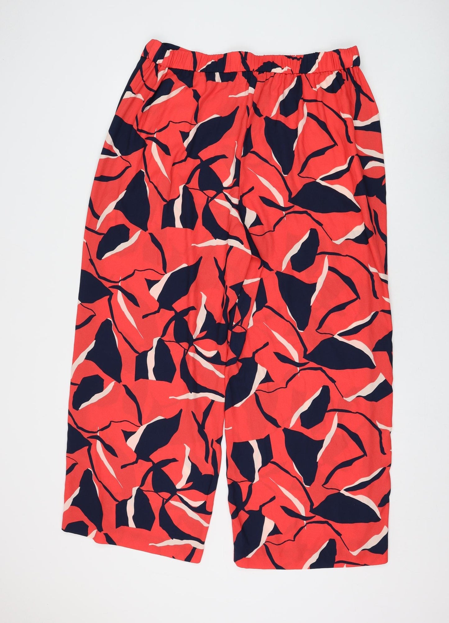 Marks and Spencer Womens Multicoloured Floral Viscose Trousers Size 20 L28 in Regular Drawstring