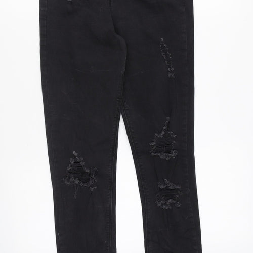 Missguided Womens Black Cotton Skinny Jeans Size 8 L28 in Regular Zip