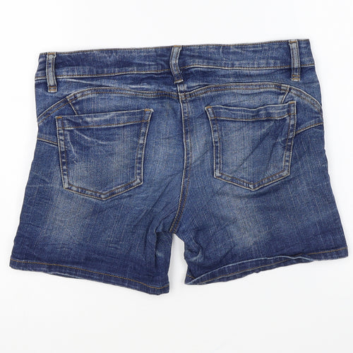 NEXT Womens Blue Cotton Hot Pants Shorts Size 8 L4 in Regular Zip