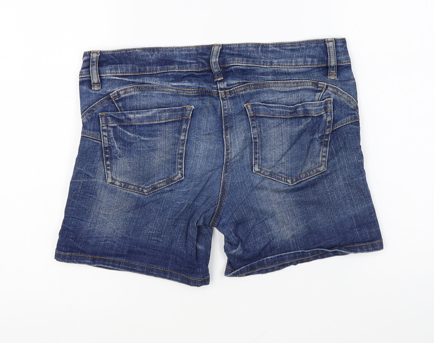 NEXT Womens Blue Cotton Hot Pants Shorts Size 8 L4 in Regular Zip