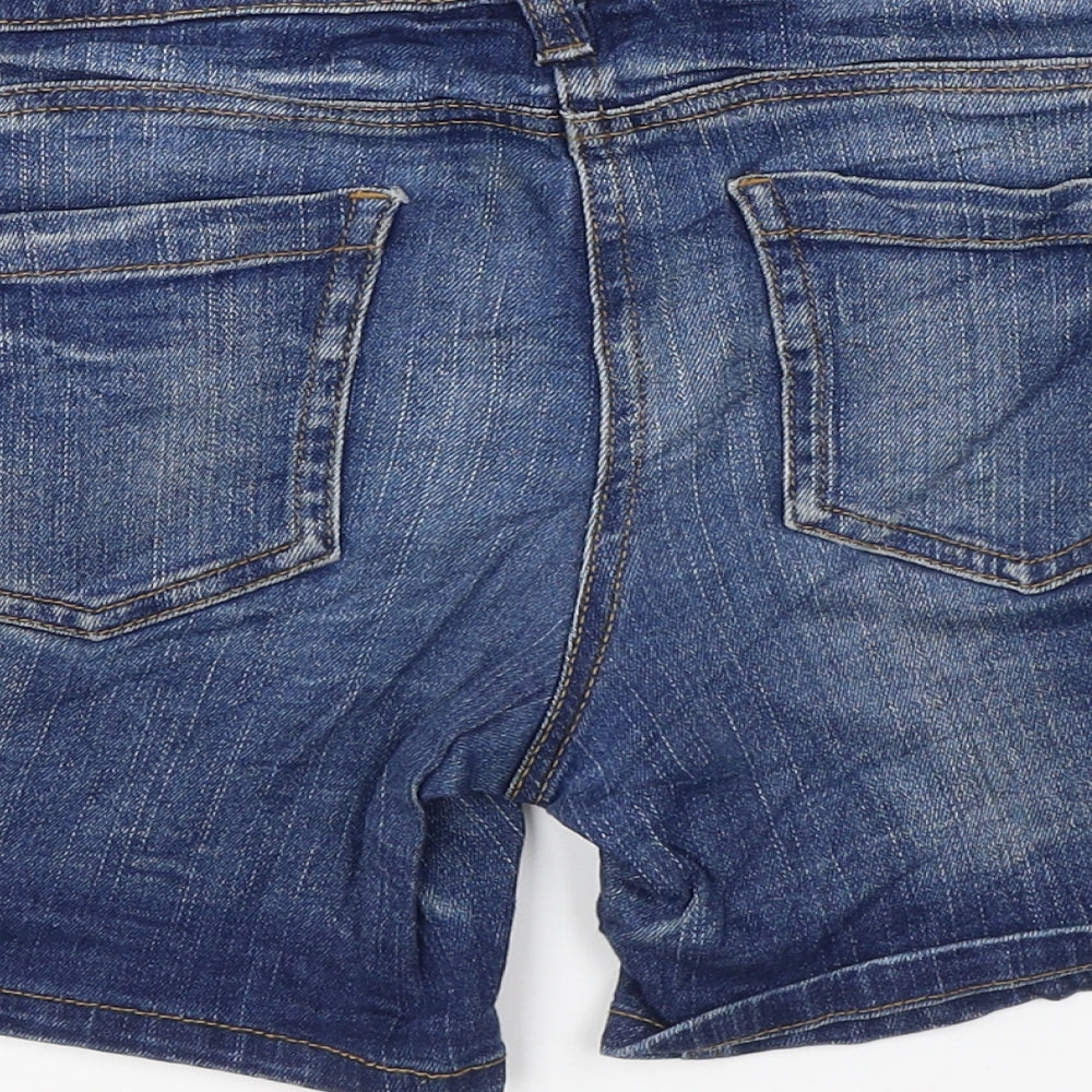 NEXT Womens Blue Cotton Hot Pants Shorts Size 8 L4 in Regular Zip