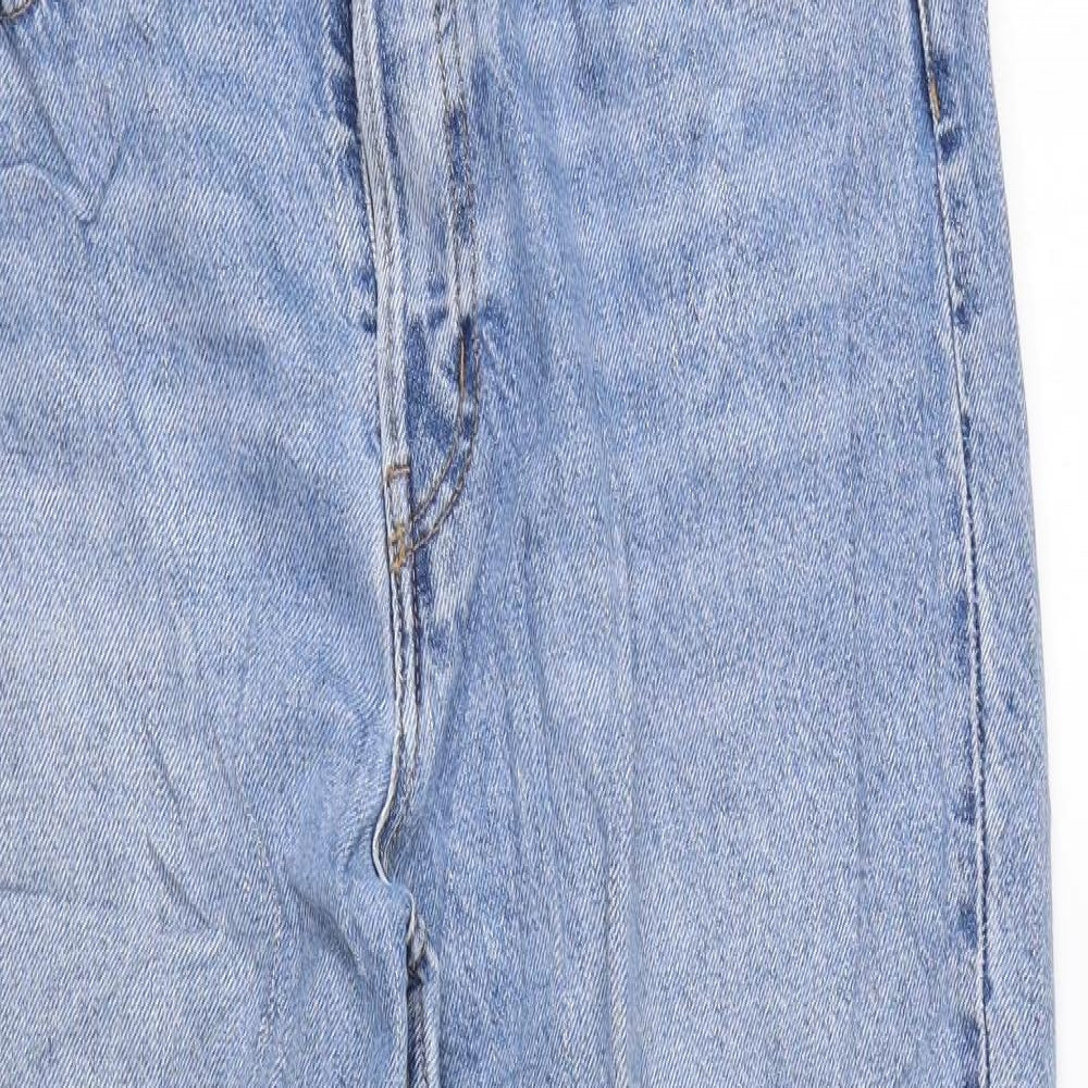 H&M Womens Blue Cotton Straight Jeans Size 12 L26 in Regular Zip