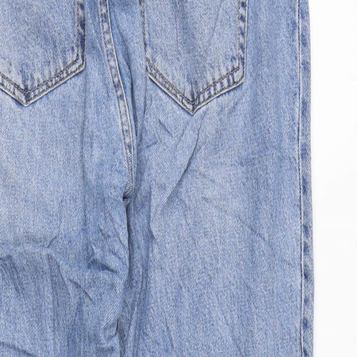 H&M Womens Blue Cotton Straight Jeans Size 12 L26 in Regular Zip