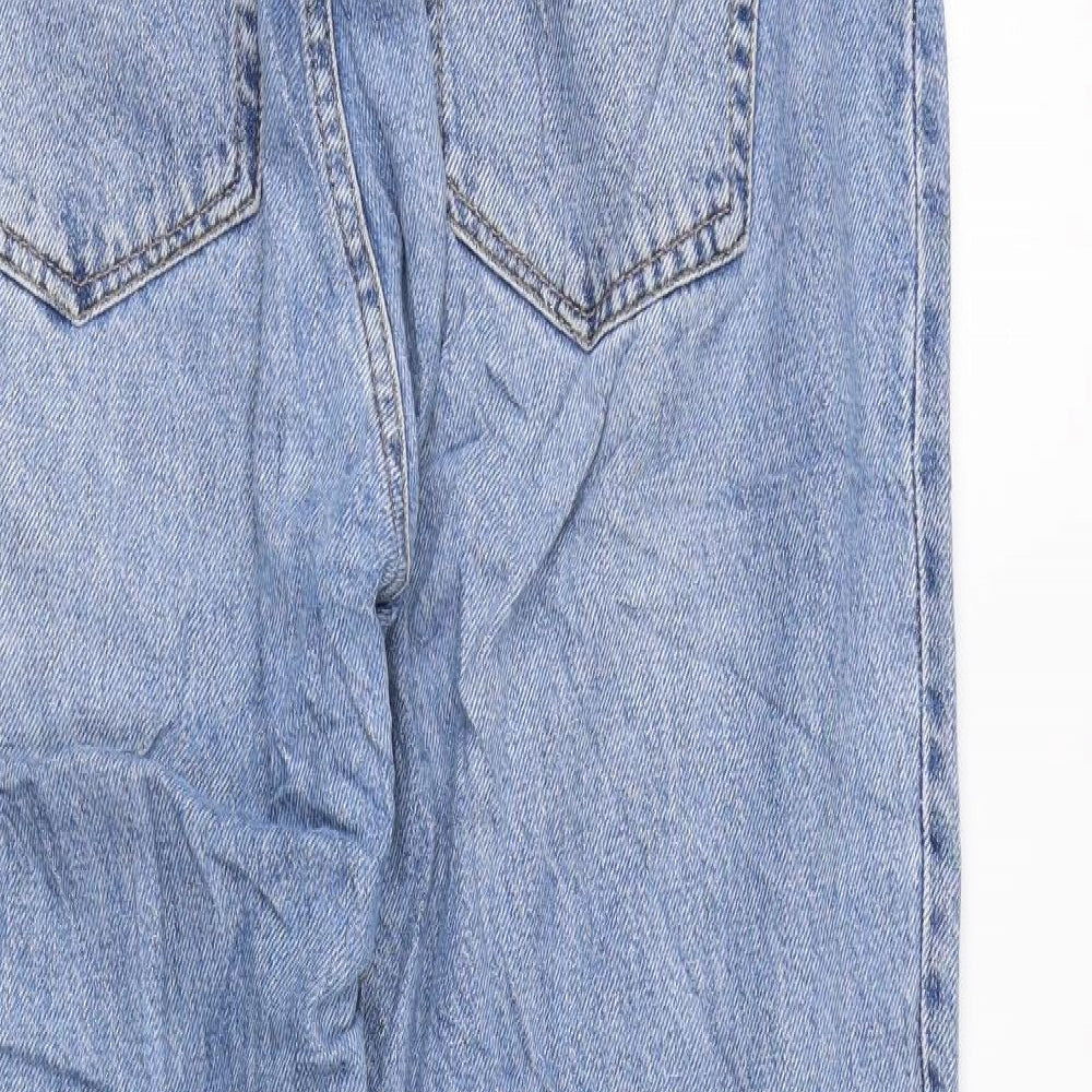 H&M Womens Blue Cotton Straight Jeans Size 12 L26 in Regular Zip