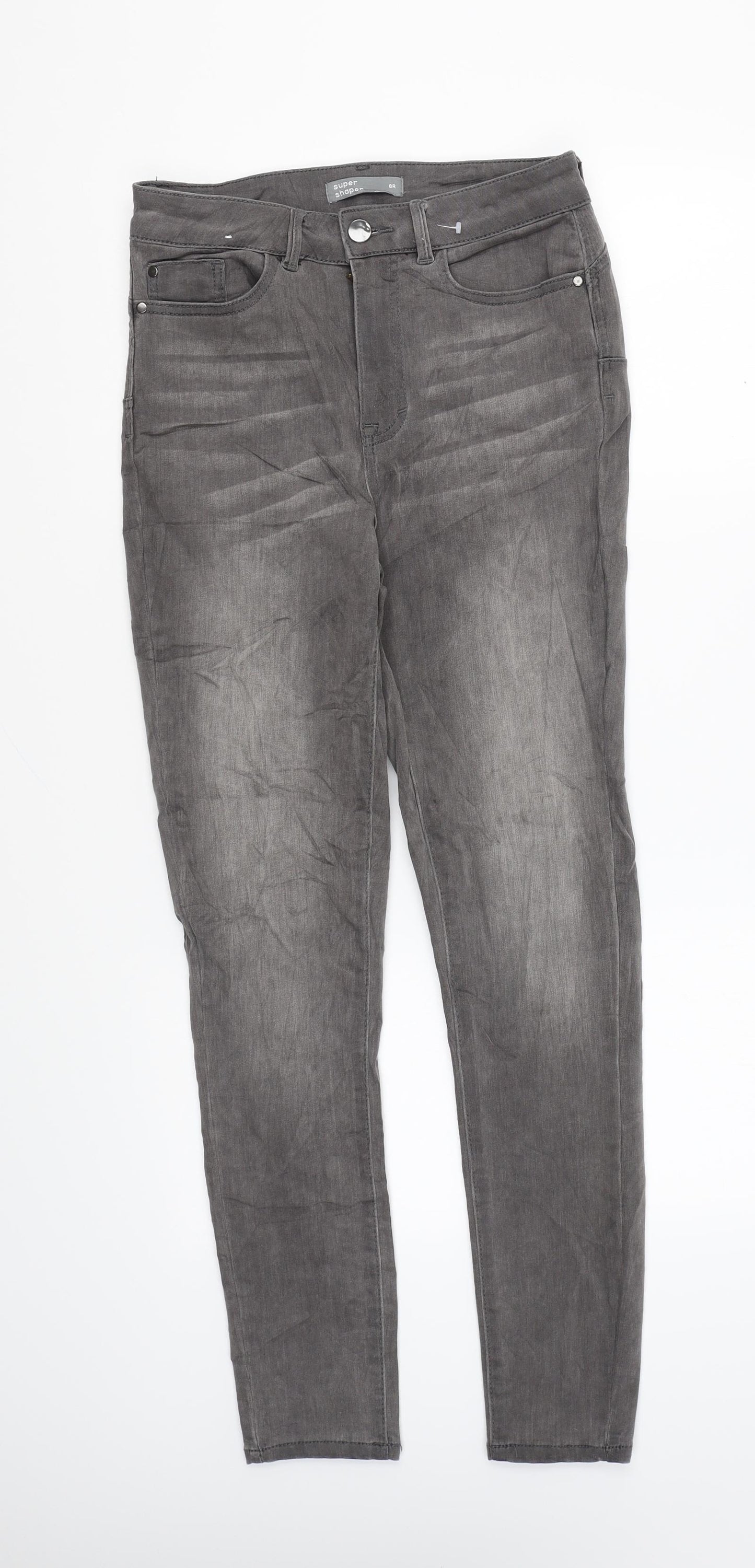 Nutmeg Womens Grey Cotton Skinny Jeans Size 8 L27 in Regular Zip
