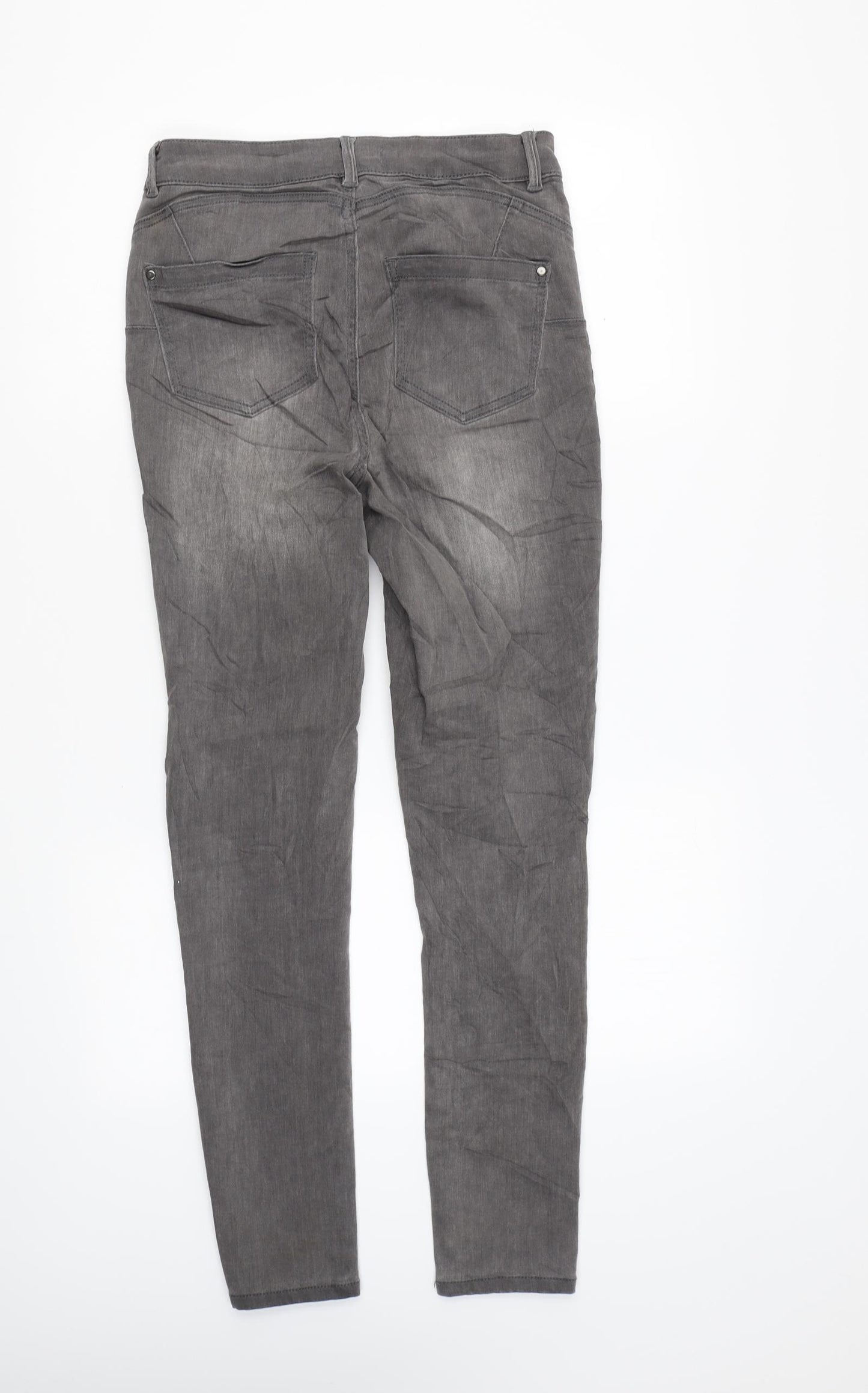 Nutmeg Womens Grey Cotton Skinny Jeans Size 8 L27 in Regular Zip