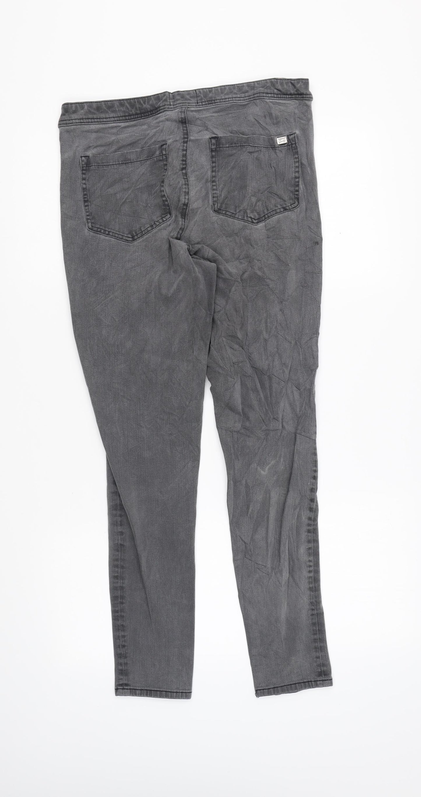 F&F Womens Grey Polyester Skinny Jeans Size 14 L25 in Regular Zip