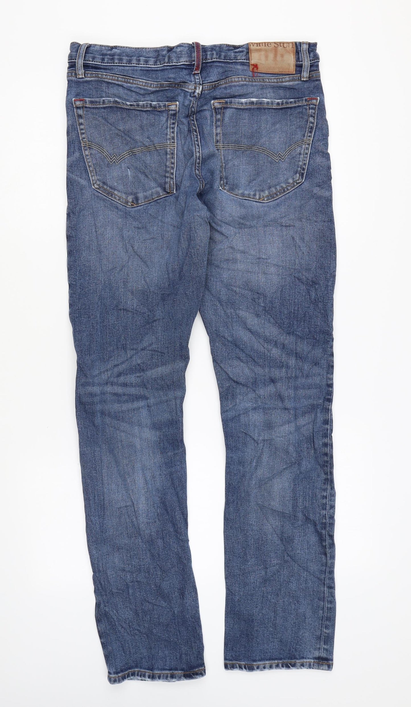 White Stuff Womens Blue Cotton Straight Jeans Size 32 in L30 in Regular Zip