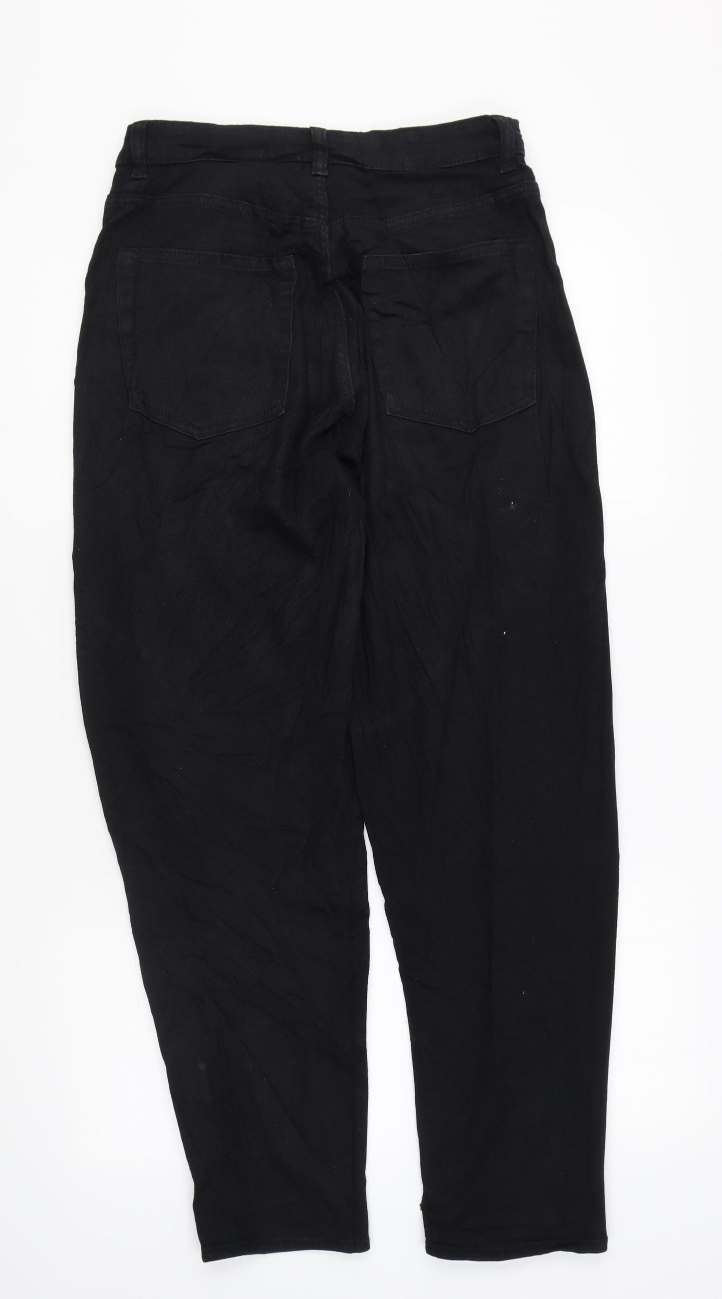 H&M Womens Black Cotton Mom Jeans Size 10 L28 in Regular Zip