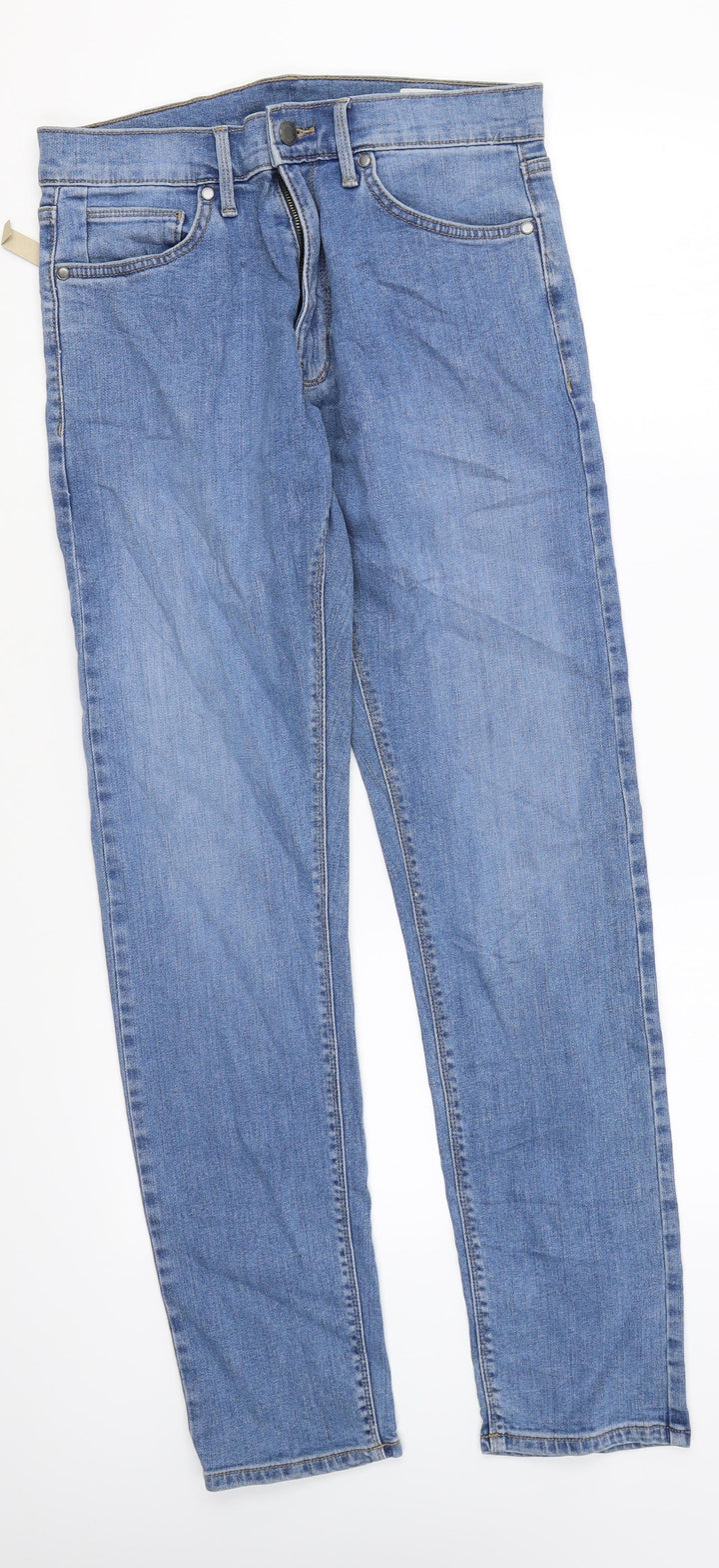 Marks and Spencer Womens Blue Cotton Skinny Jeans Size 30 in L31 in Slim Zip