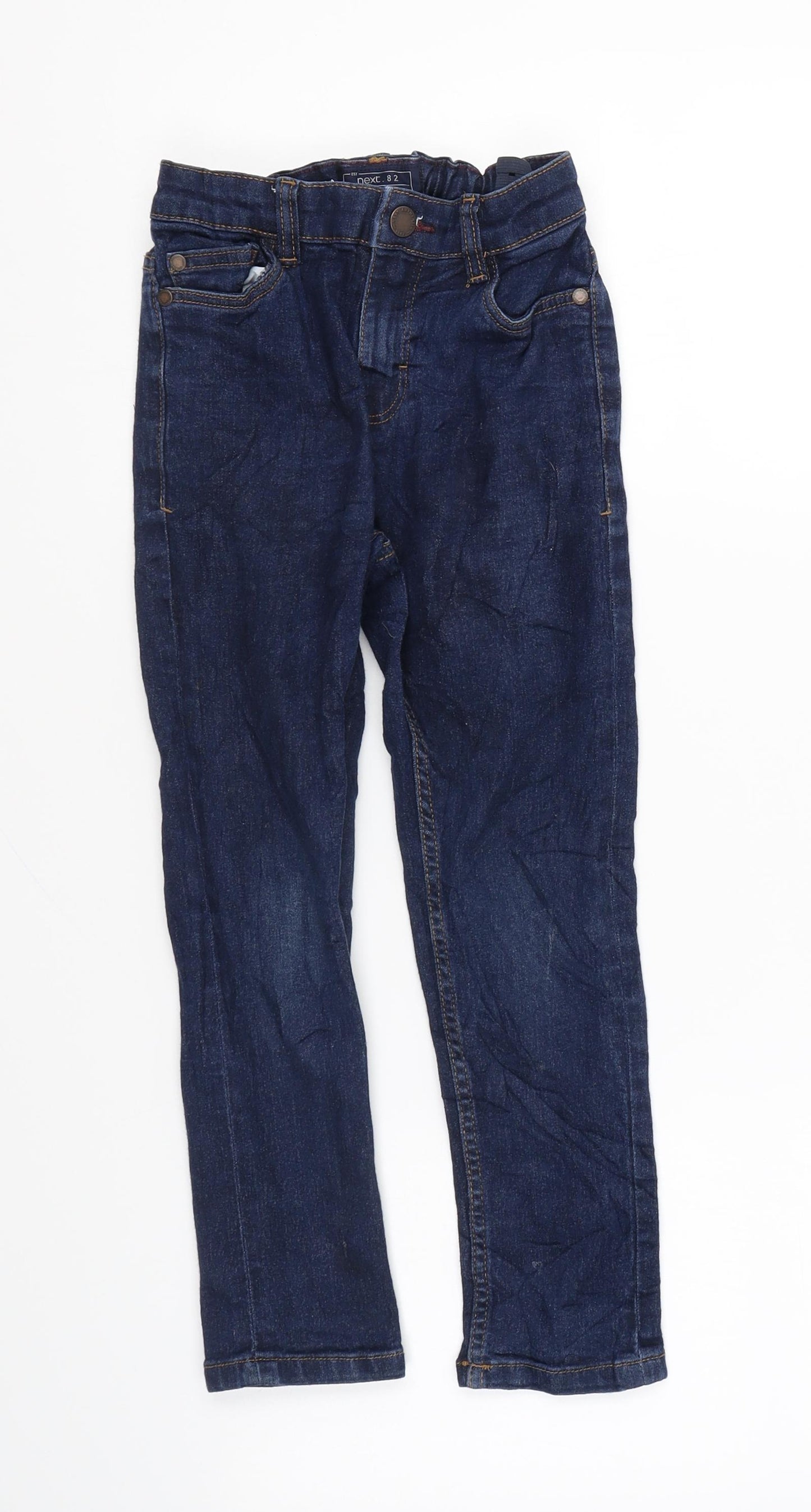 NEXT Boys Blue Cotton Skinny Jeans Size 7 Years Regular Zip
