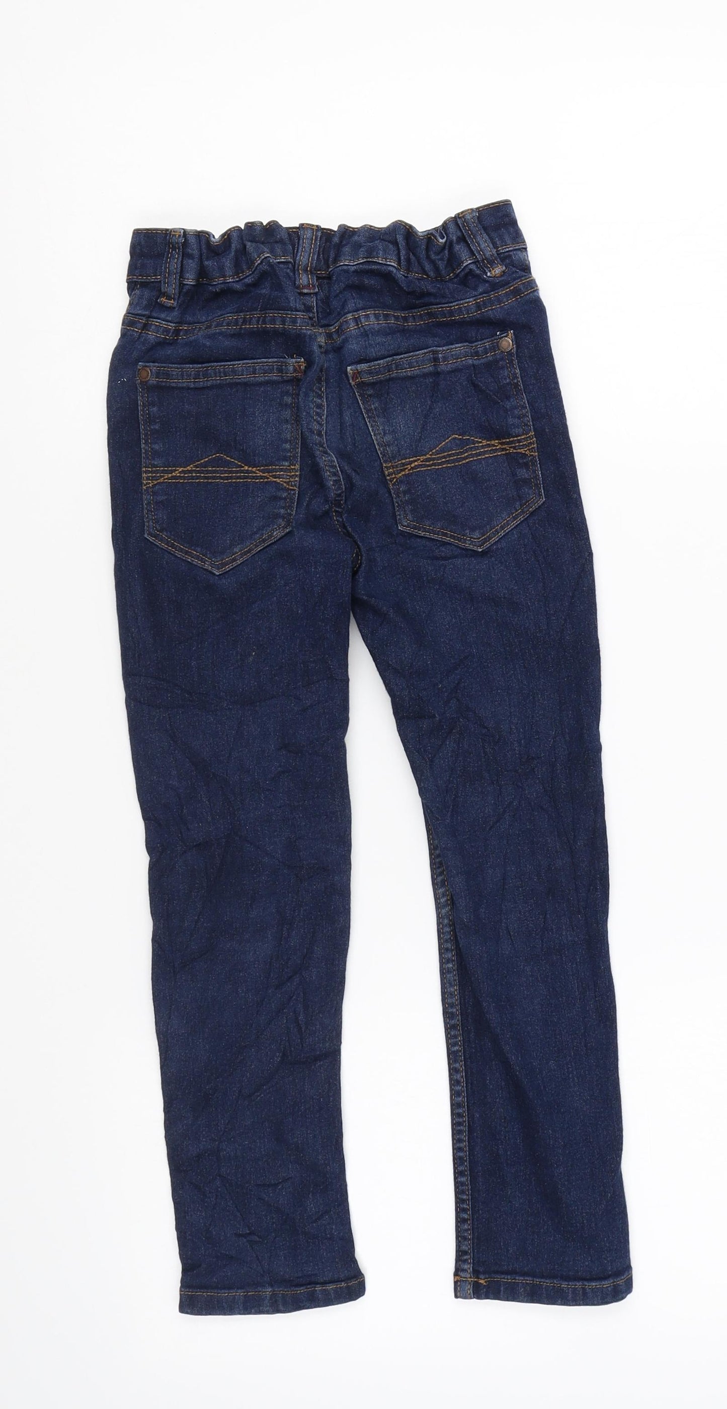 NEXT Boys Blue Cotton Skinny Jeans Size 7 Years Regular Zip