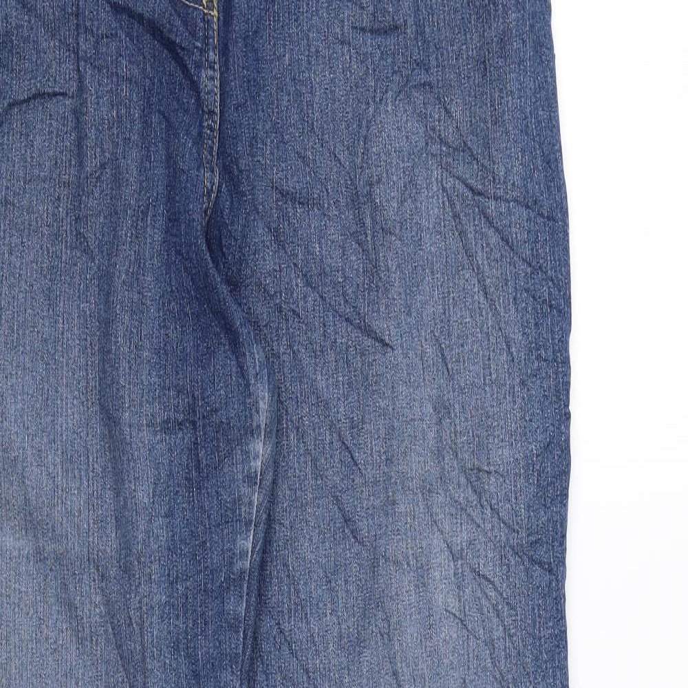 Marks and Spencer Womens Blue Cotton Straight Jeans Size 12 L30 in Regular Zip