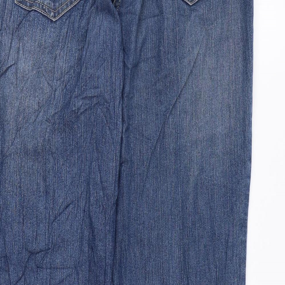 Marks and Spencer Womens Blue Cotton Straight Jeans Size 12 L30 in Regular Zip