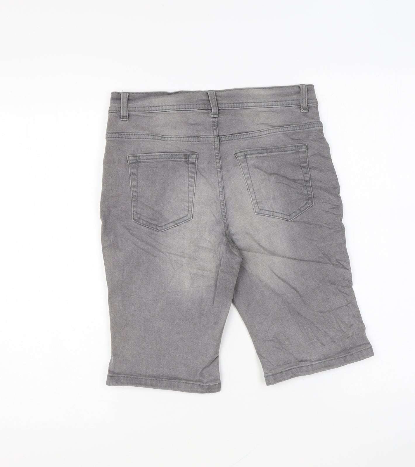 Denim & Co. Boys Grey Cotton Chino Shorts Size 13-14 Years Regular Zip