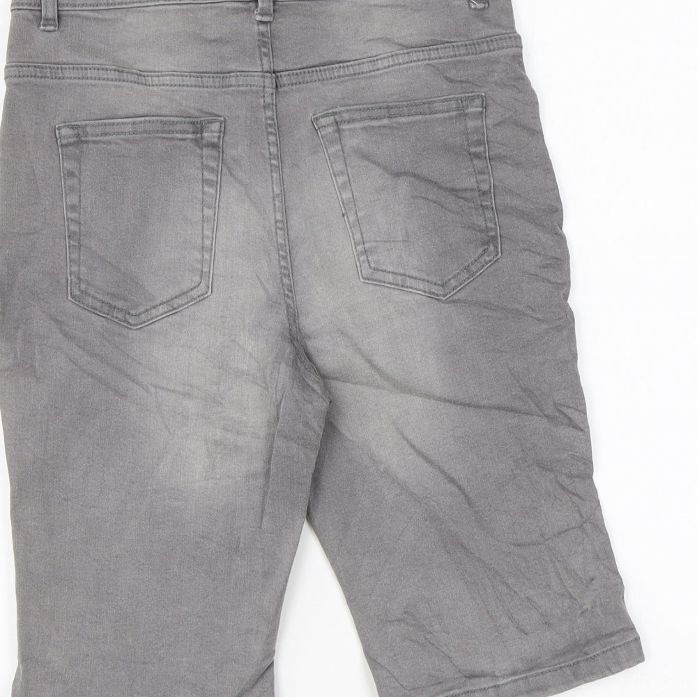 Denim & Co. Boys Grey Cotton Chino Shorts Size 13-14 Years Regular Zip