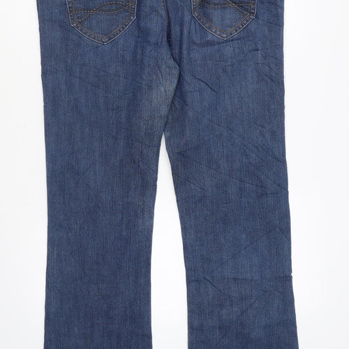George Womens Blue Cotton Bootcut Jeans Size 16 L32 in Regular Zip