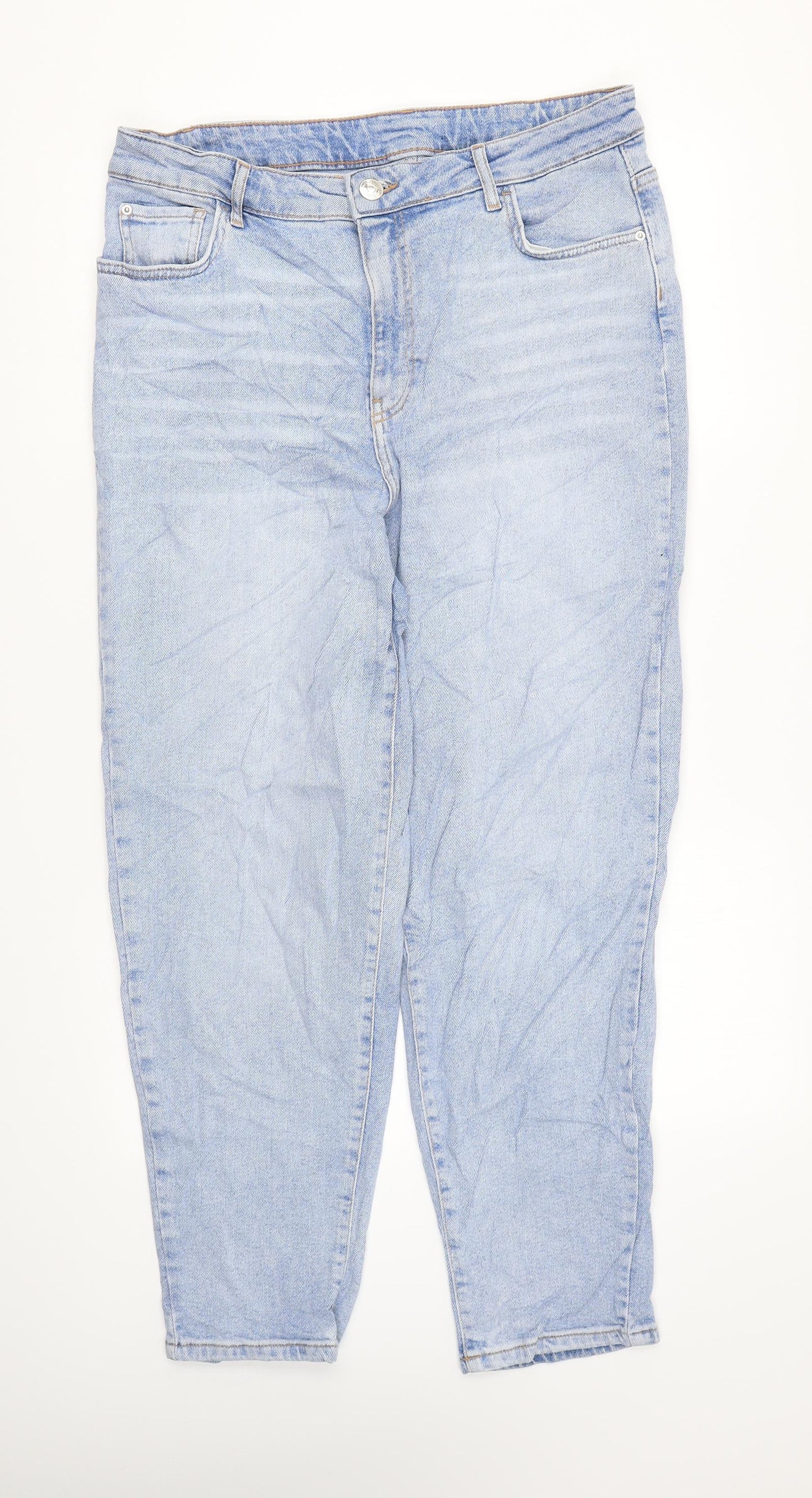 Preworn Womens Blue Cotton Mom Jeans Size 34 in L27 in Regular Zip