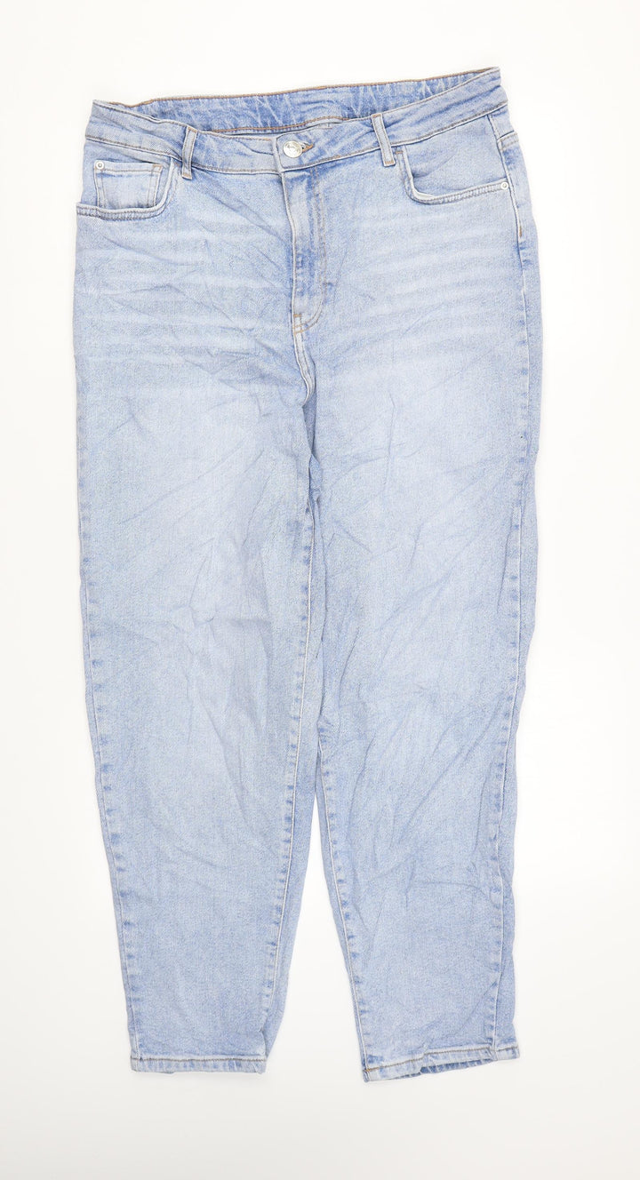 Preworn Womens Blue Cotton Mom Jeans Size 34 in L27 in Regular Zip