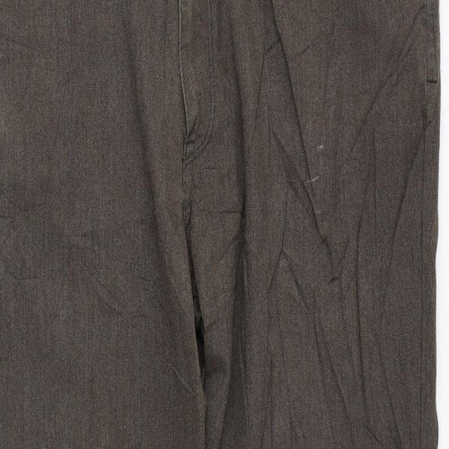 Marks and Spencer Mens Brown Cotton Trousers Size 38 in L33 in Regular Button