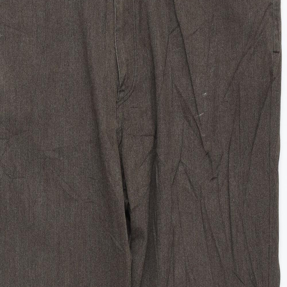 Marks and Spencer Mens Brown Cotton Trousers Size 38 in L33 in Regular Button