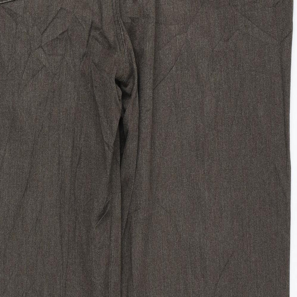 Marks and Spencer Mens Brown Cotton Trousers Size 38 in L33 in Regular Button