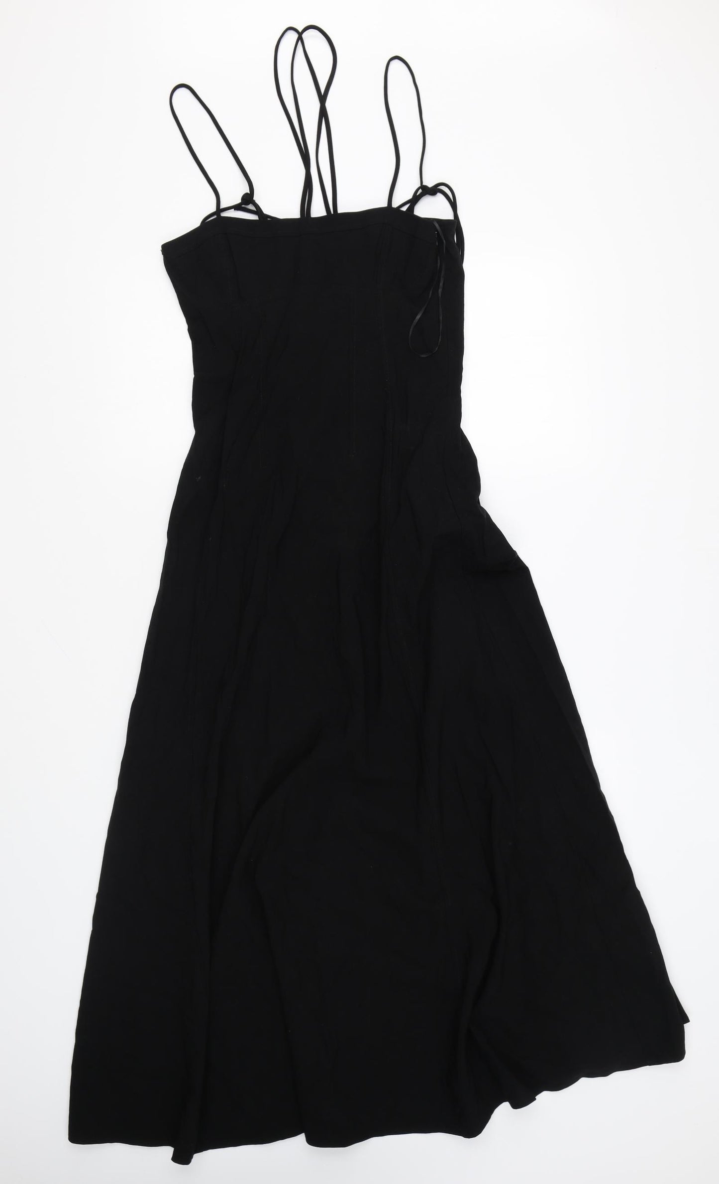Zara Womens Black Viscose A-Line Size XS Halter Zip