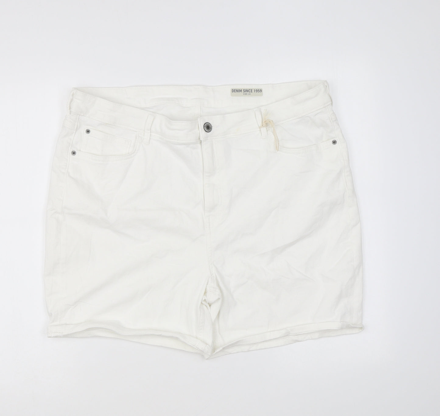 Marks and Spencer Womens White Cotton Hot Pants Shorts Size 20 L5 in Regular Zip