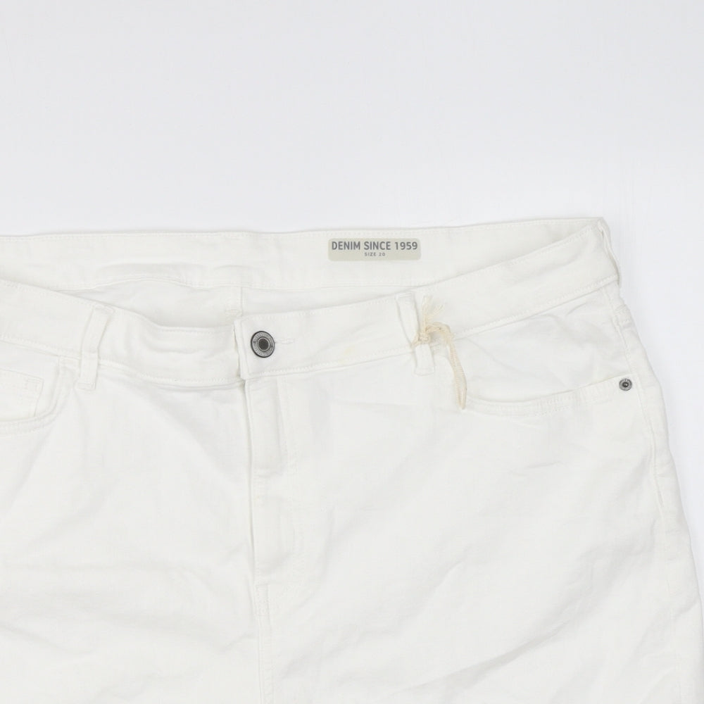 Marks and Spencer Womens White Cotton Hot Pants Shorts Size 20 L5 in Regular Zip
