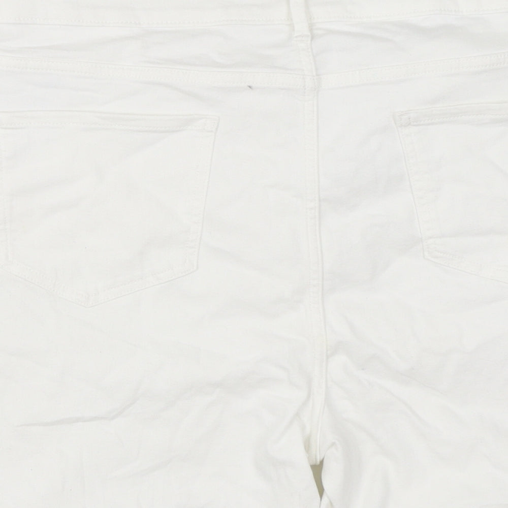 Marks and Spencer Womens White Cotton Hot Pants Shorts Size 20 L5 in Regular Zip