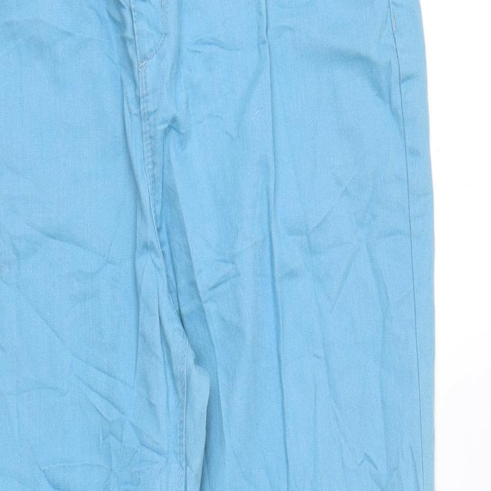 Per Una Womens Blue Cotton Wide-Leg Jeans Size 14 L37 in Regular Zip