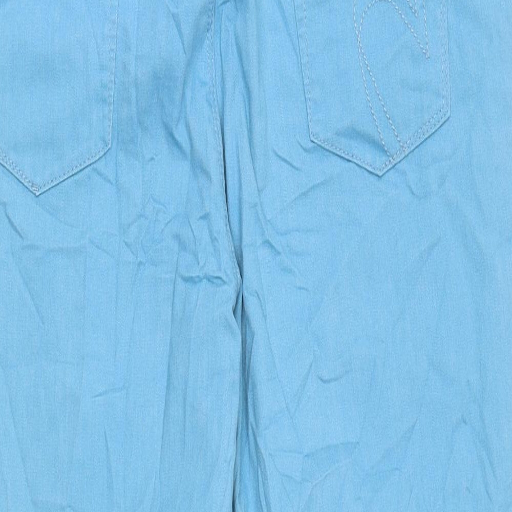 Per Una Womens Blue Cotton Wide-Leg Jeans Size 14 L37 in Regular Zip