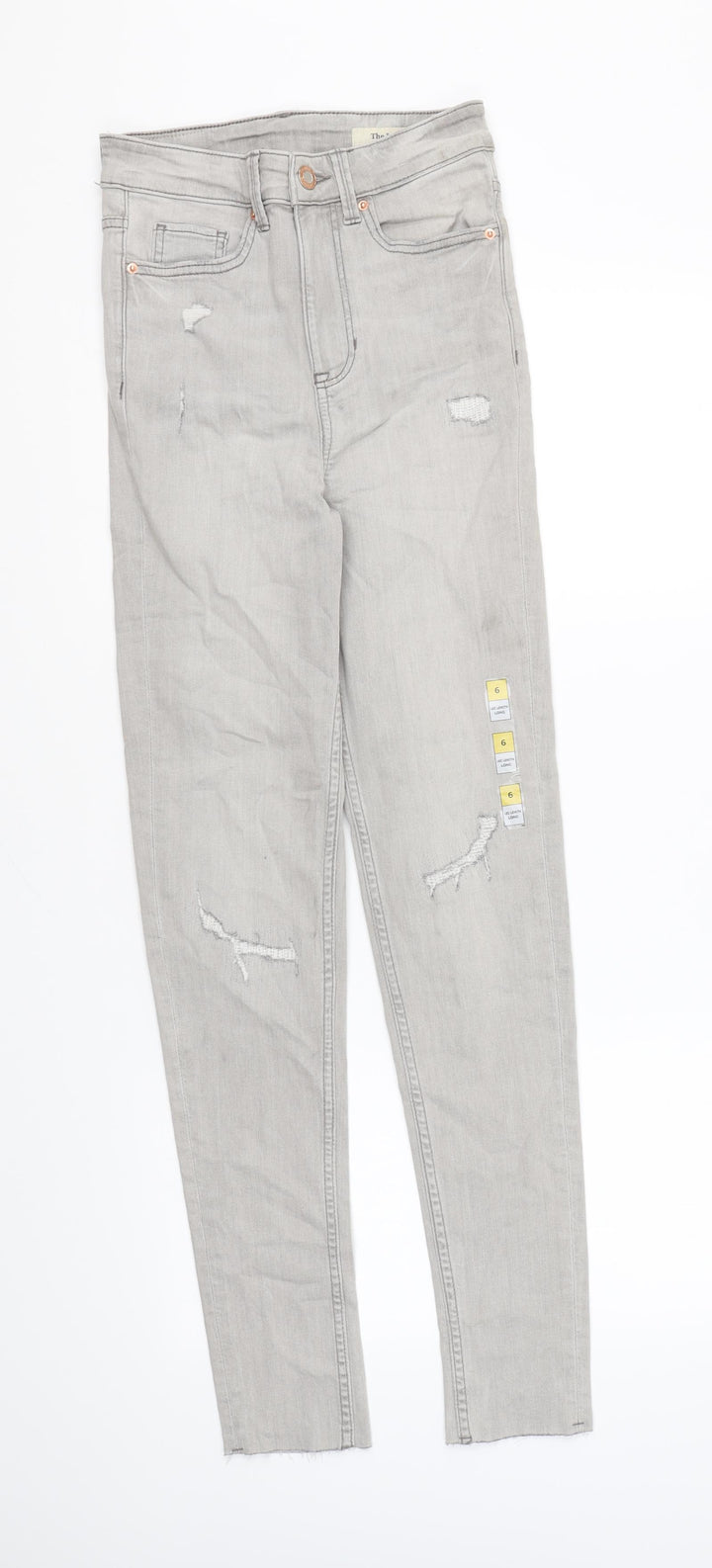 Marks and Spencer Womens Grey Cotton Skinny Jeans Size 6 L28 in Regular Zip