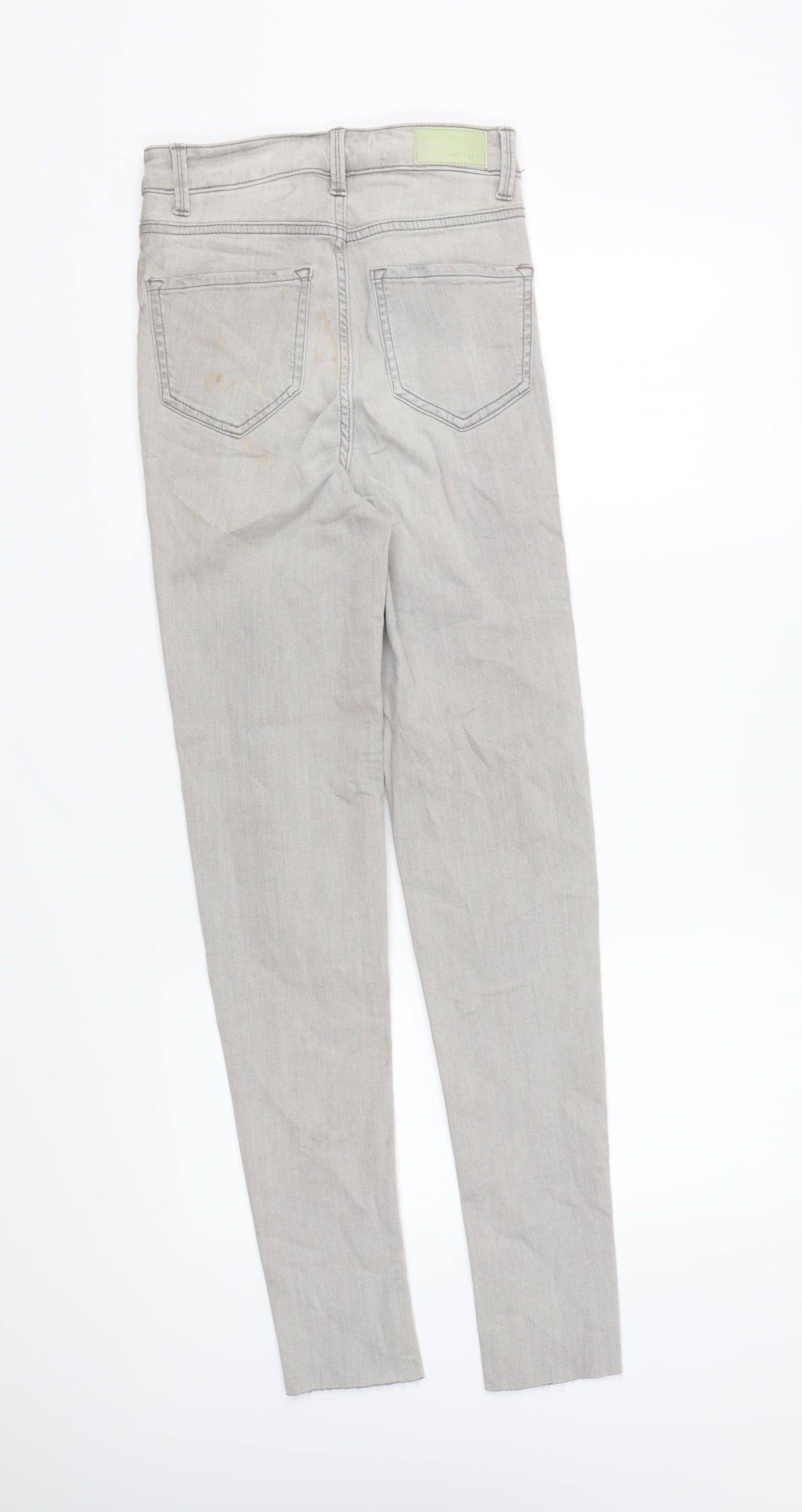 Marks and Spencer Womens Grey Cotton Skinny Jeans Size 6 L28 in Regular Zip