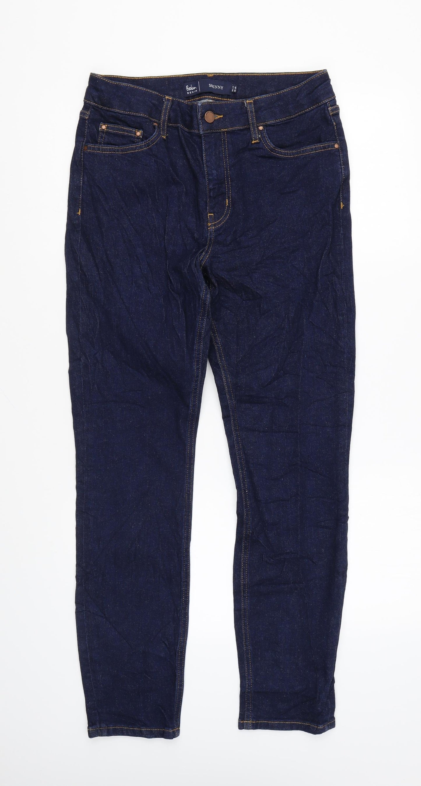 Boden Womens Blue Cotton Skinny Jeans Size 12 L27 in Regular Zip