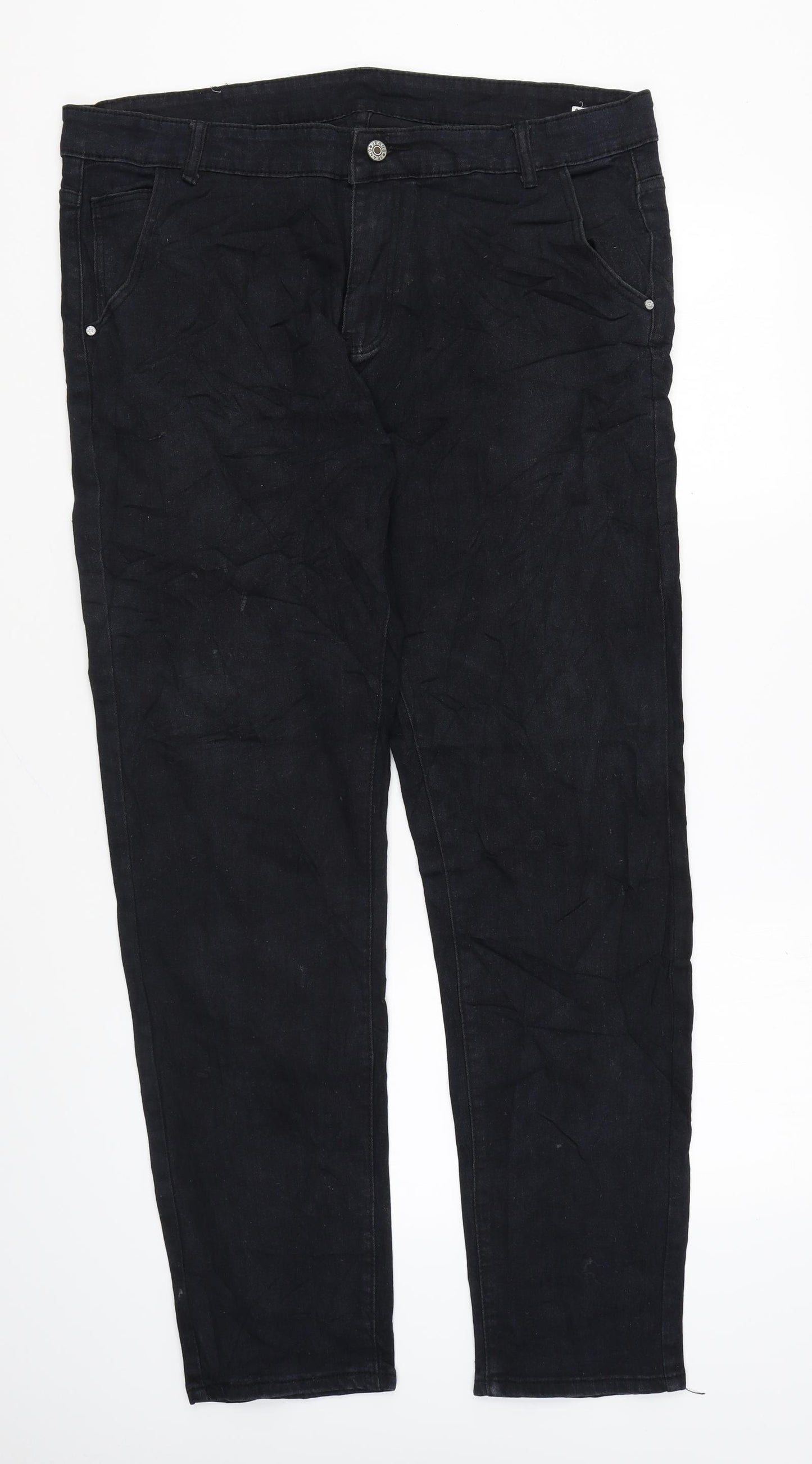 Jeans Mens Black Cotton Straight Jeans Size 38 in L30 in Regular Zip