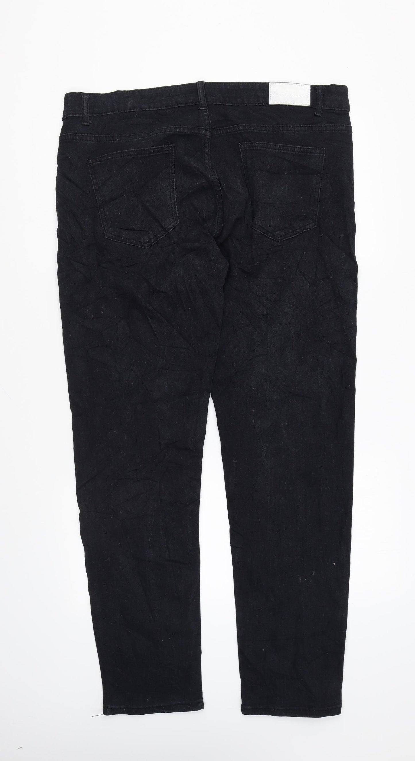 Jeans Mens Black Cotton Straight Jeans Size 38 in L30 in Regular Zip