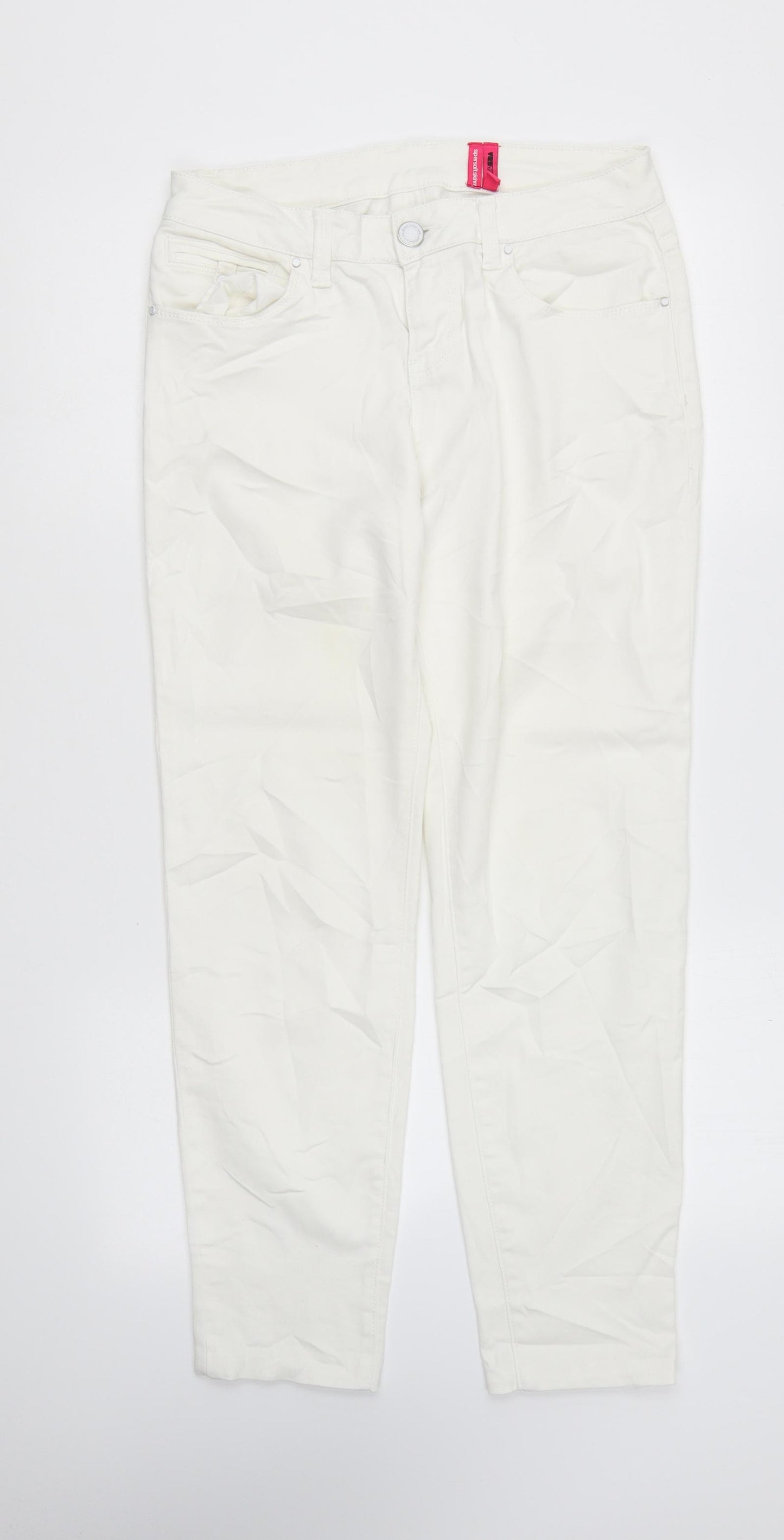 Yes Yes Womens White Cotton Skinny Jeans Size 10 L27 in Regular Zip