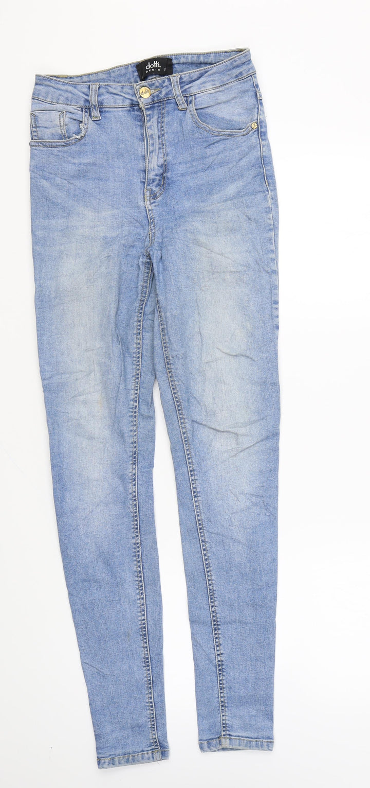 Dotti Womens Blue Cotton Skinny Jeans Size 8 L29 in Regular Zip