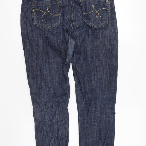 NEXT Womens Blue Cotton Skinny Jeans Size 12 L28 in Regular Zip