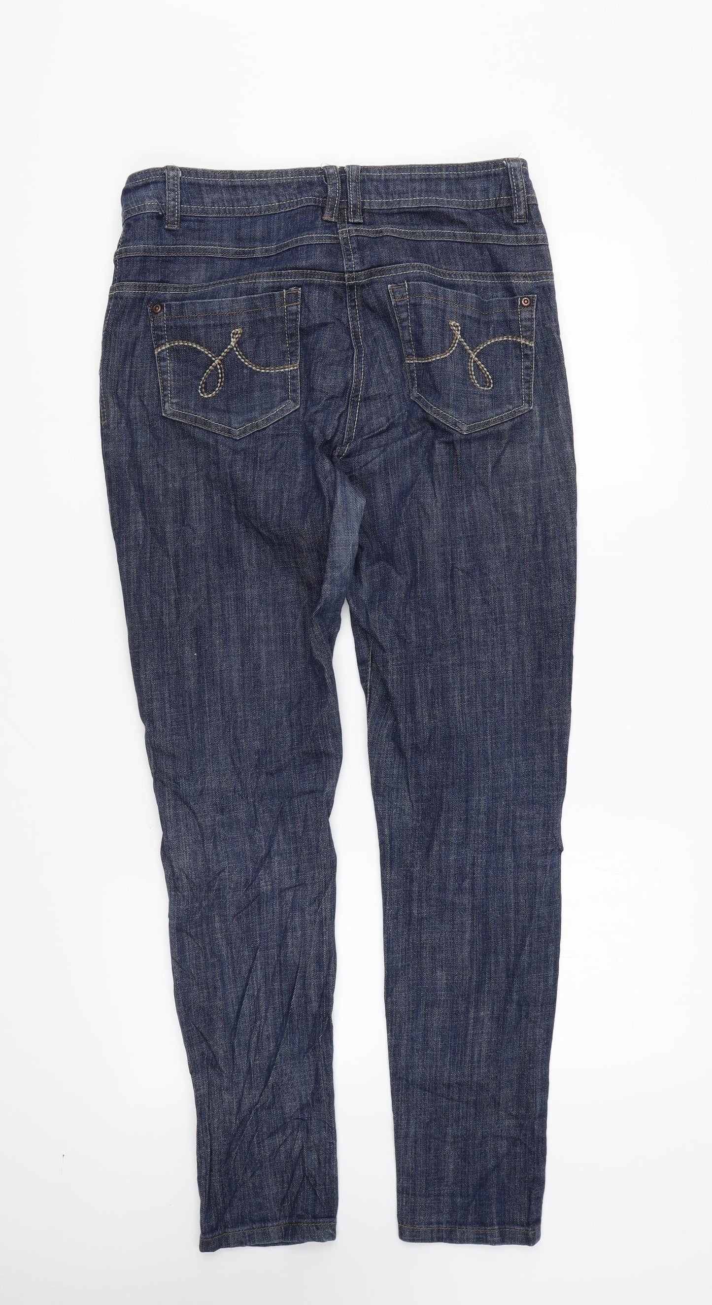 NEXT Womens Blue Cotton Skinny Jeans Size 12 L28 in Regular Zip