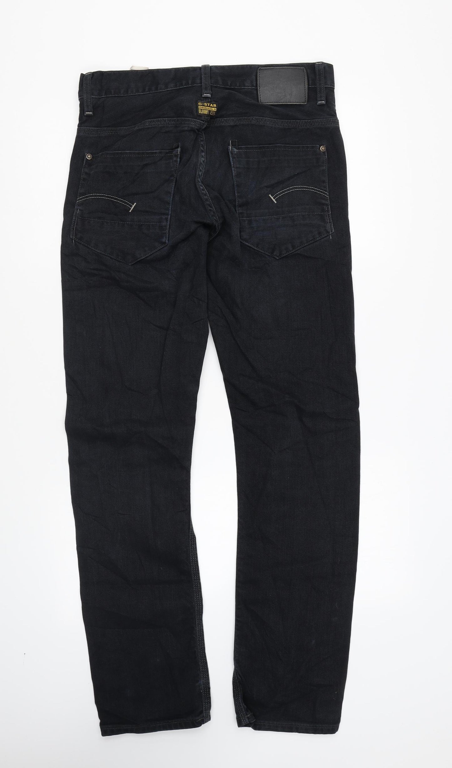 G-Star Mens Black Cotton Straight Jeans Size 32 in L34 in Regular Zip
